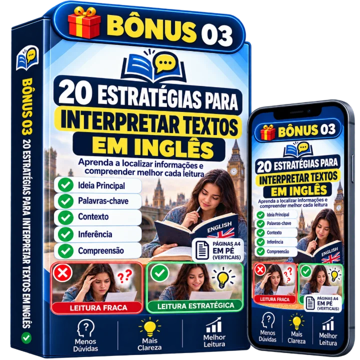 Mockup Bônus 3 — 20 Estratégias para Interpretar Textos em Inglês